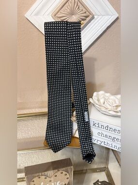 Hermes Black and White H Pattern Silk Tie